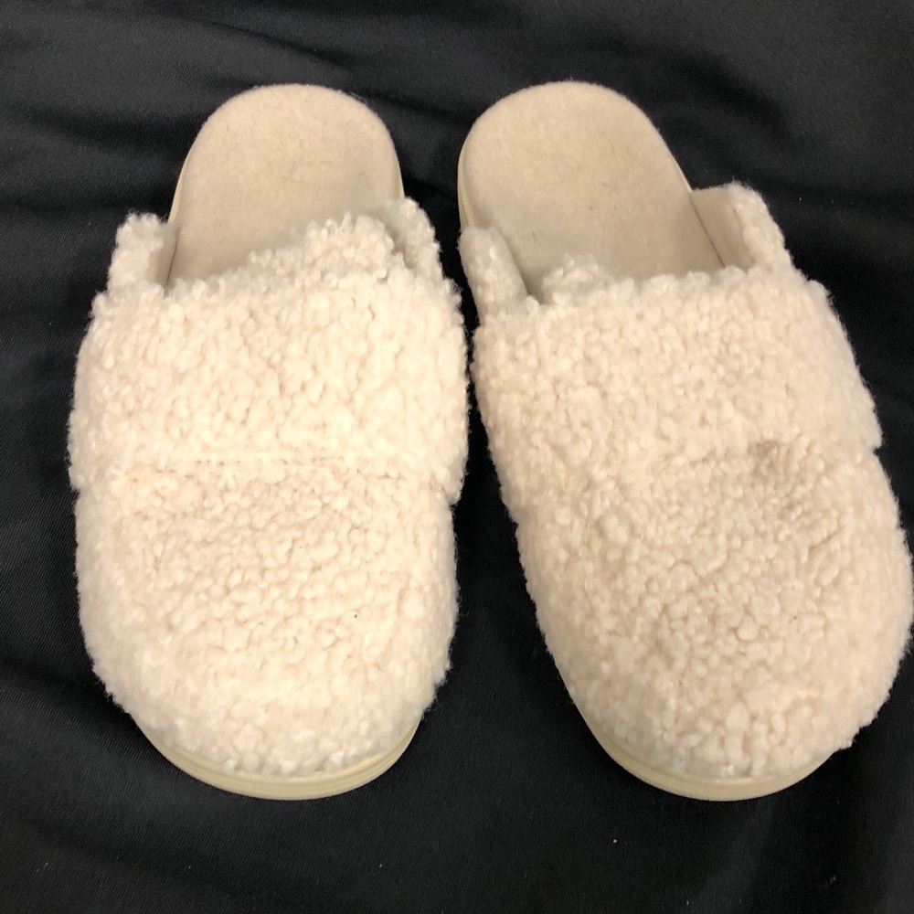 Women’s Vionic Cozy Sherpa Slide Slippers in Cream Sz 10 - Picture 4 of 7